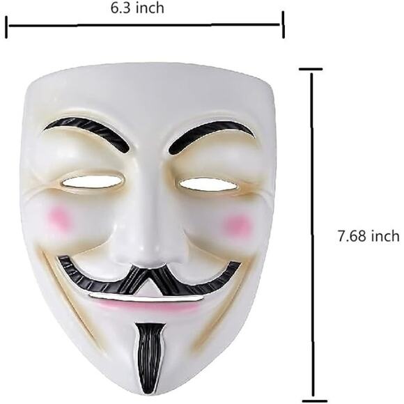 Vendetta Quality Mask Unisex One Size White Anonymous Guy Fawkes Halloween - Picture 2 of 6